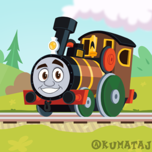 A commission of Theo the traction engine in the 'All Engines Go' style.